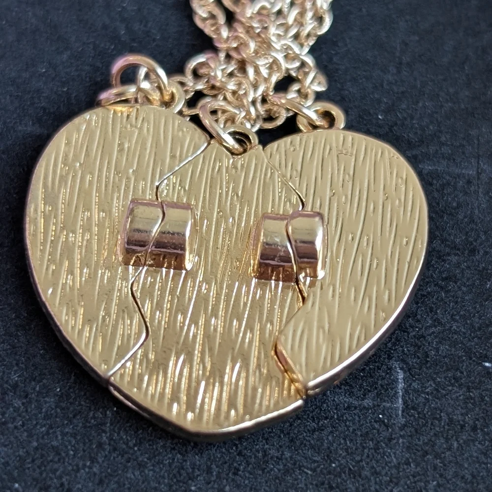 3 Best Friends Forever Trio pink glitter heart 3 pk necklaces School Bestie Gift